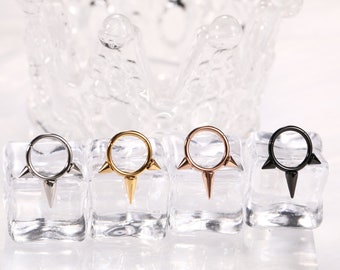 Three Conical16G Spiked Stainless Steel 8mm Hinged Segment Ring Clicker Septum Nostril Nose Piercing Gold