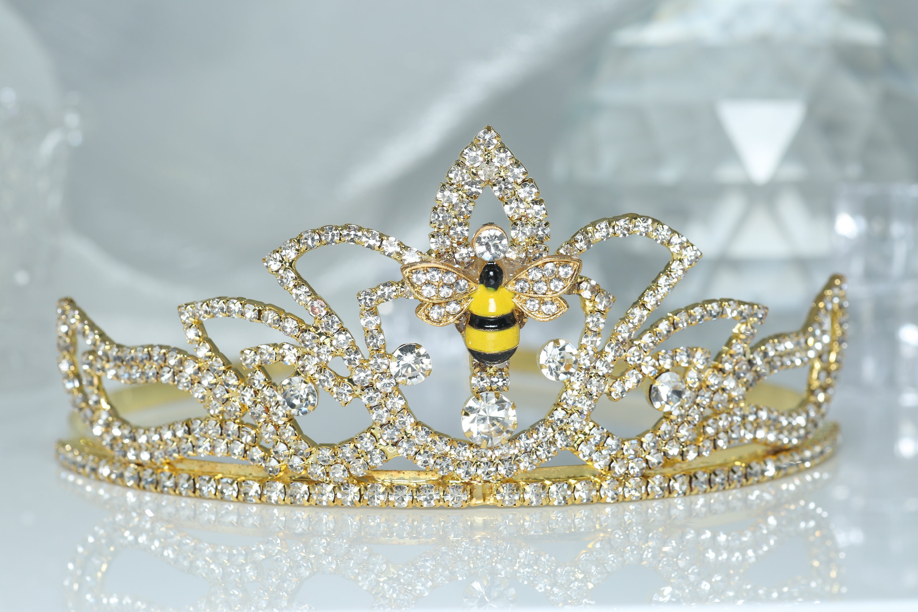 Elegant Gold Tiara with Crystal Accents Gold Crystal Tiara - Etsy main image 2