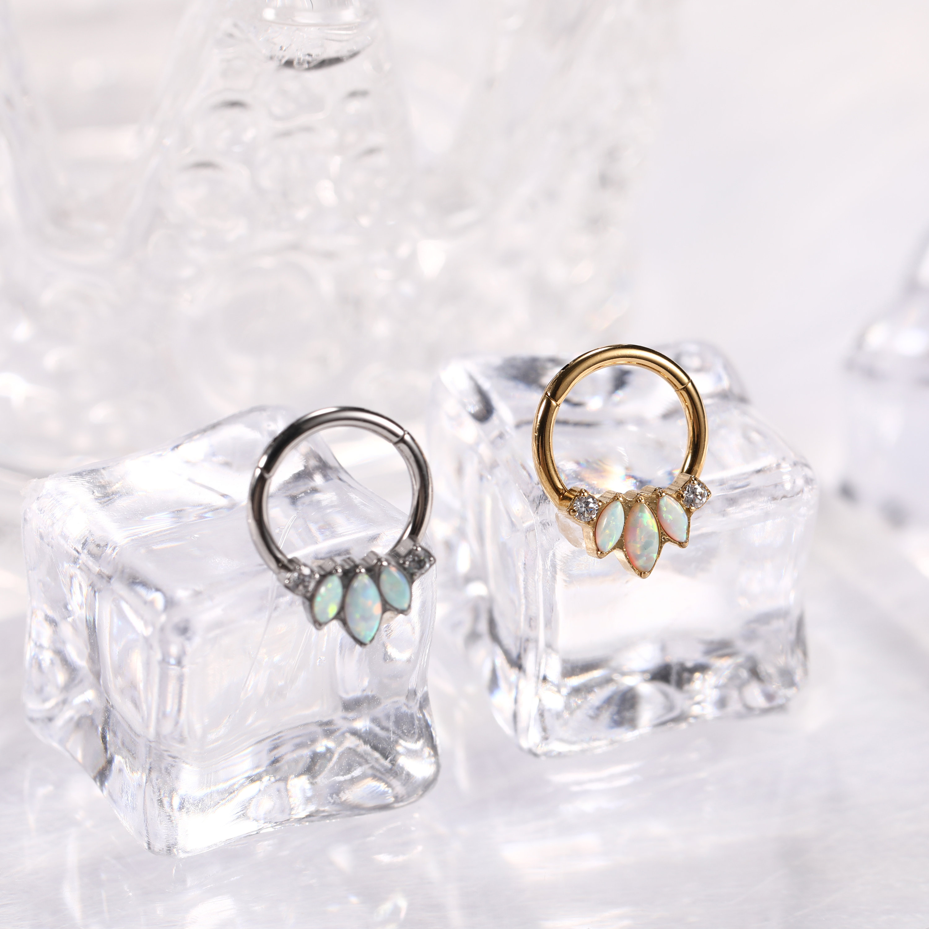 Smiley piercing jewelry opal/CZ septum ring clicker tragus jewelry septum hoop 16G captive bead ring Conch Septum Ring Cartilage Helix