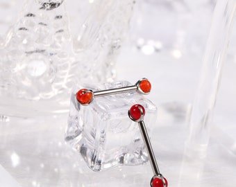 Rote Nippel Zunge Ringe G23-Titanium Nippelschmuck Gerade Barbells Nippel-Zungenstange 12mm-18mm