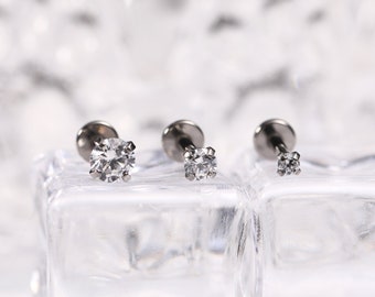 16G G23 Titanium Labret Studs Lip Piercing Internally Threaded Medusa Ring Cartilage Monroe Piercing Jewelry CZ