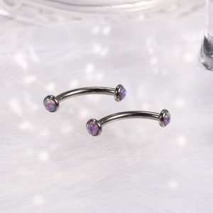 Eyebrow Piercing Jewelry Curved Barbell 16g 6mm-12mm G23 Titanium Belly Navel Rings Rook Daith Earrings Lip Ring Disc Shape Purple Opal