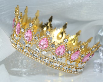 Runde Mädchen-Krone Königin-Krone funkelnde Tiara Schmuck Königin Abschlussball-Geburtstags-Party-Tiara