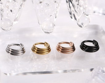 16G Triple Stacked Septum Clicker Hoop Surgical Steel Hinged Nose Rings Daith Helix Cartilage Piercing Jewelry Conch Helix Tragus Earring