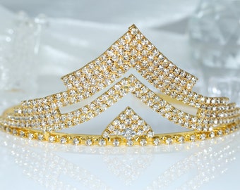 Gold crown bridal crown crystal tiara bride wedding hair accessories birthday party tiara crown princess crown