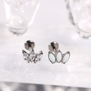 16G G23 チタン ラブレット スタッド リップ ピアス 内ネジ メデューサ リング 軟骨 モンロー ピアス ジュエリー CZ/オパール