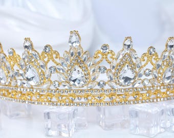 Diamant Tiaras und Kronen für Frauen Prinzessin Tiara mit Strass Stirnband Gold Haarschmuck für Geburtstagsfeier Hochzeit