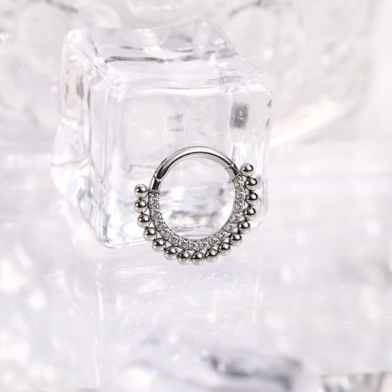 16G Septum Bijoux Daith Boucles D'oreilles 316L Acier Chirurgical Septum Anneau CZ Septum Clicker Nez Anneaux Daith Piercing Bijoux Helix Tragus Rook Lobe - France