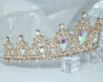 Aurora Krone Gold Krone Mädchen Damen Krone Geburtstag Kopfschmuck Halloween Kostüm Kopfschmuck Krone