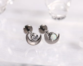 G23-Titanium CZ & Opa Labret Ohrstecker Lippen Piercing Innen Gewinde Medusa Ring Knorpel Monroe Piercing Schmuck