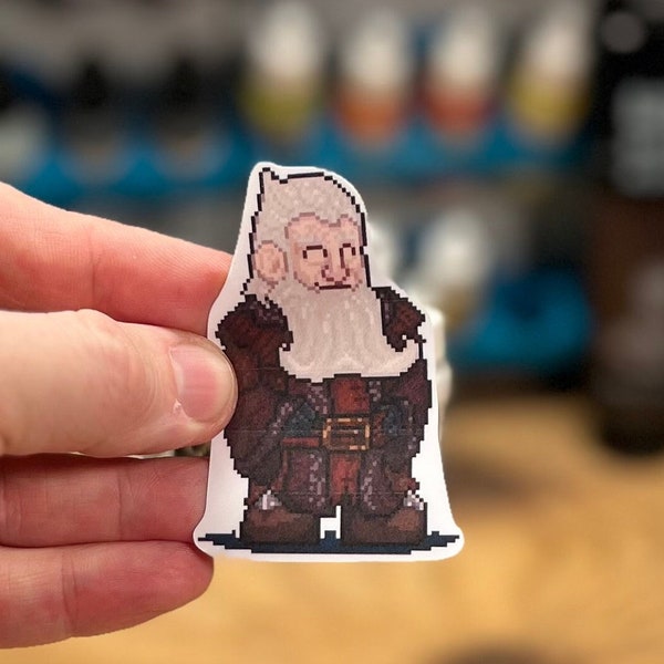 Balin, Dwarf of Erebor Pixel Art Vinyl Sticker Decal, Laptop, Phone, Tolkien, Fantasy, Unique, Cool, Notebook, Geek, Middle Earth, Movie