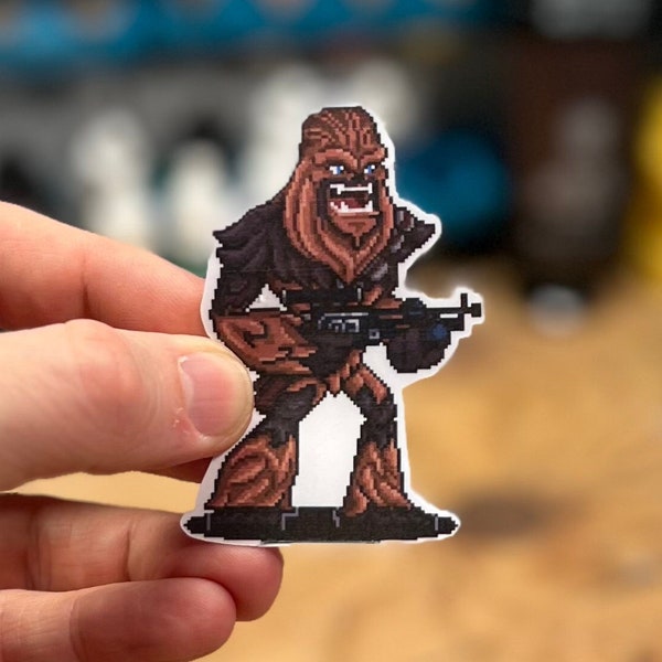 Chewbacca Star Wars Pixel Art Vinyl Sticker Decal, Laptop, Phone, Wookiee, Galactic, Unique, Cool, Notebook, Geek, Sci-Fi