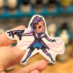 Overwatch 2 Sombra Pixel Spray Vinyl Sticker Decal, Laptop, Phone, Gaming, Hero, Notebook, Game Art, Trendy, Cool, Unique