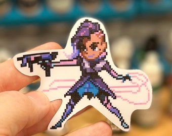 Overwatch 2 Sombra Pixel Spray Vinyl Sticker Decal, Laptop, Phone, Gaming, Hero, Notebook, Game Art, Trendy, Cool, Unique