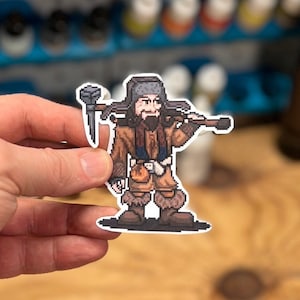 Bofur, Dwarf of Erebor Pixel Art Vinyl Sticker Decal, Laptop, Phone, Tolkien, Fantasy, Unique, Cool, Notebook, Geek, Middle Earth, Movie