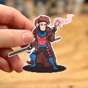Gambit Remy LeBeau X-men Pixel Art Vinyl StickerDecal, Laptop, Phone, Comic, Hero, Notebook, Mutant, Cool, Unique, Trendy, Game Art