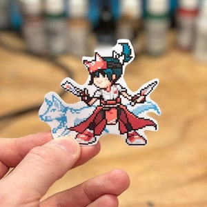 Overwatch 2 Kiriko Pixel Spray Vinyl Sticker Decal, Laptop, Phone, Gaming, Hero, Notebook, Game Art, Trendy, Cool, Unique