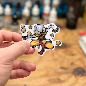 Overwatch 2 Zenyatta Pixel Spray Vinyl Sticker Decal, Laptop, Phone, Gaming, Hero, Notebook, Game Art, Trendy, Cool, Unique