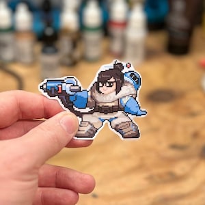Overwatch 2 Mei Pixel Spray Vinyl Sticker Decal, Laptop, Phone, Gaming, Hero, Notebook, Game Art, Trendy, Cool, Unique
