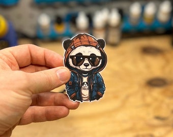 Hipster Panda Sticker - Glasses Hoodie Art for Laptops, Water Bottles, and More!