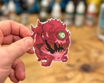 Cacodemon Doom Eternal Pixel Art Vinyl Sticker Decal, Laptop, Phone, Gamer, Unique, Cool, Notebook, Geek, Monster, Video Game, Demonic