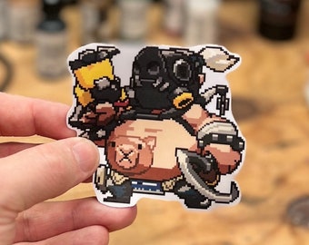 Overwatch 2 Roadhog Pixel Spray Vinyl Sticker Decal, Laptop, Phone, Gaming, Hero, Notebook, Game Art, Trendy, Cool, Unique