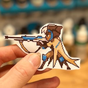 Overwatch 2 Ana Pixel Spray Vinyl Sticker Decal, Laptop, Phone, Gaming, Hero, Notebook, Game Art, Trendy, Cool, Unique