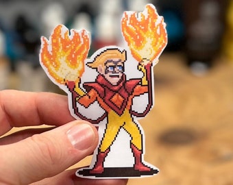 Pyro X-men Pixel Art Vinyl StickerDecal, Laptop, Phone, Comic, Hero, Notebook, Mutant, Cool, Unique, Trendy, Game Art