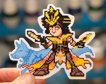 Overwatch 2 Amaterasu Kiriko Pixel Spray Vinyl Sticker - Decal, Laptop, Phone, Gaming, Hero, Notebook, Game Art, Trendy, Cool, Unique