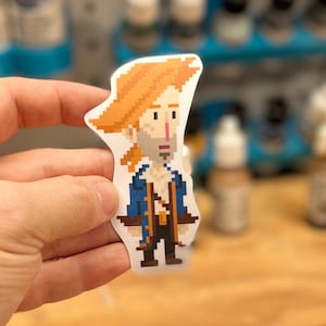 Guybrush Threepwood Monkey Island  Pixel Art Vinyl Sticker Decal, Laptop, Phone, Gaming, , Notebook, Game Art, Trendy, Cool, Unique