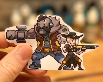 Overwatch 2 Ashe Pixel Spray Vinyl Sticker Decal, Laptop, Phone, Gaming, Hero, Notebook, Game Art, Trendy, Cool, Unique