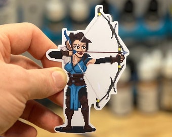Vex‘ahlia Vessar Half-Elf Ranger Pixel Art Vinyl Sticker Critical Role Decal, Laptop, Phone, Notebook, Geek, D&D, Roleplay, RPG, Fantasy