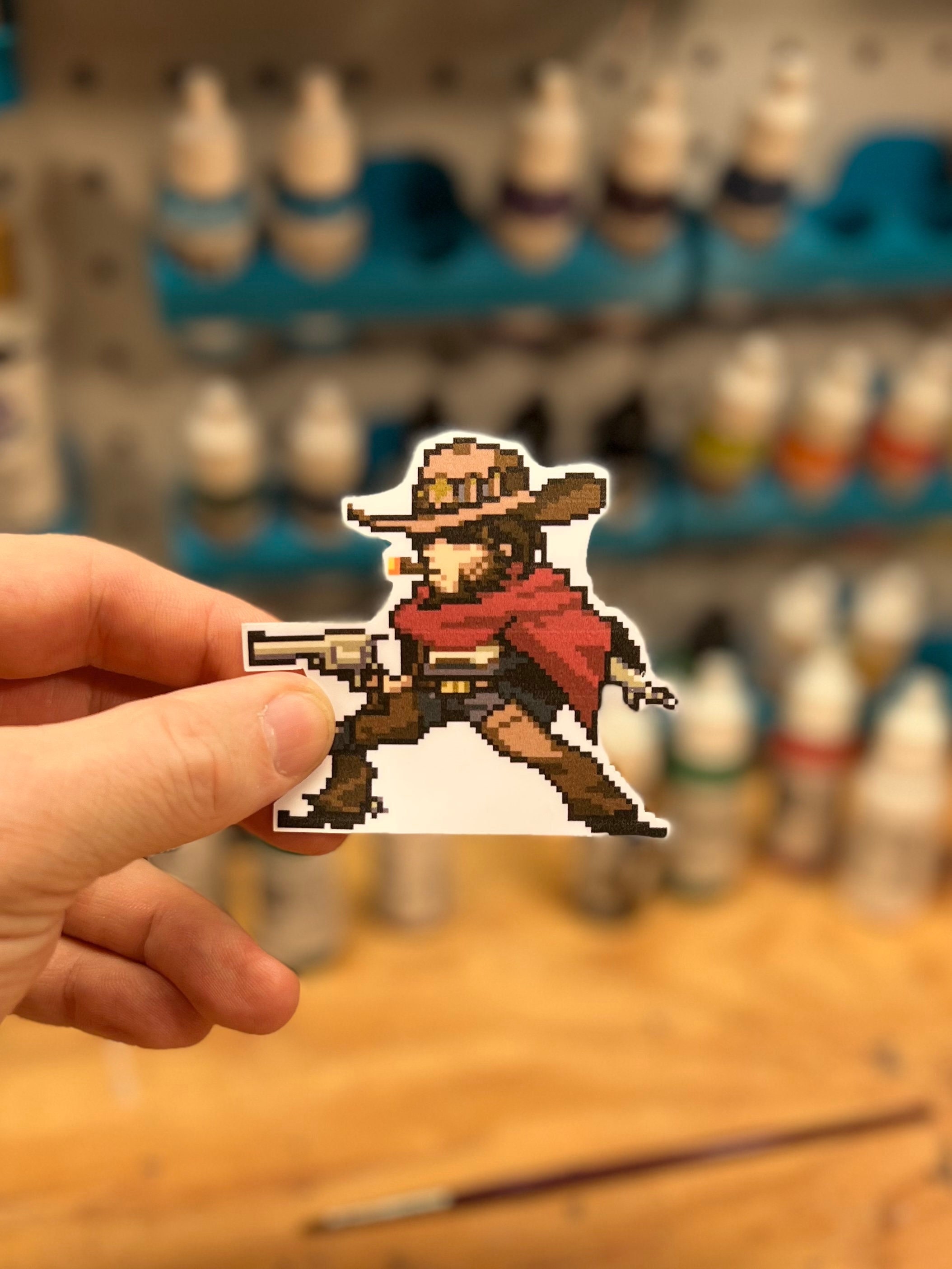 Overwatch 2 Cassidy Pixel Spray Vinyl Sticker Decal, Laptop, Phone