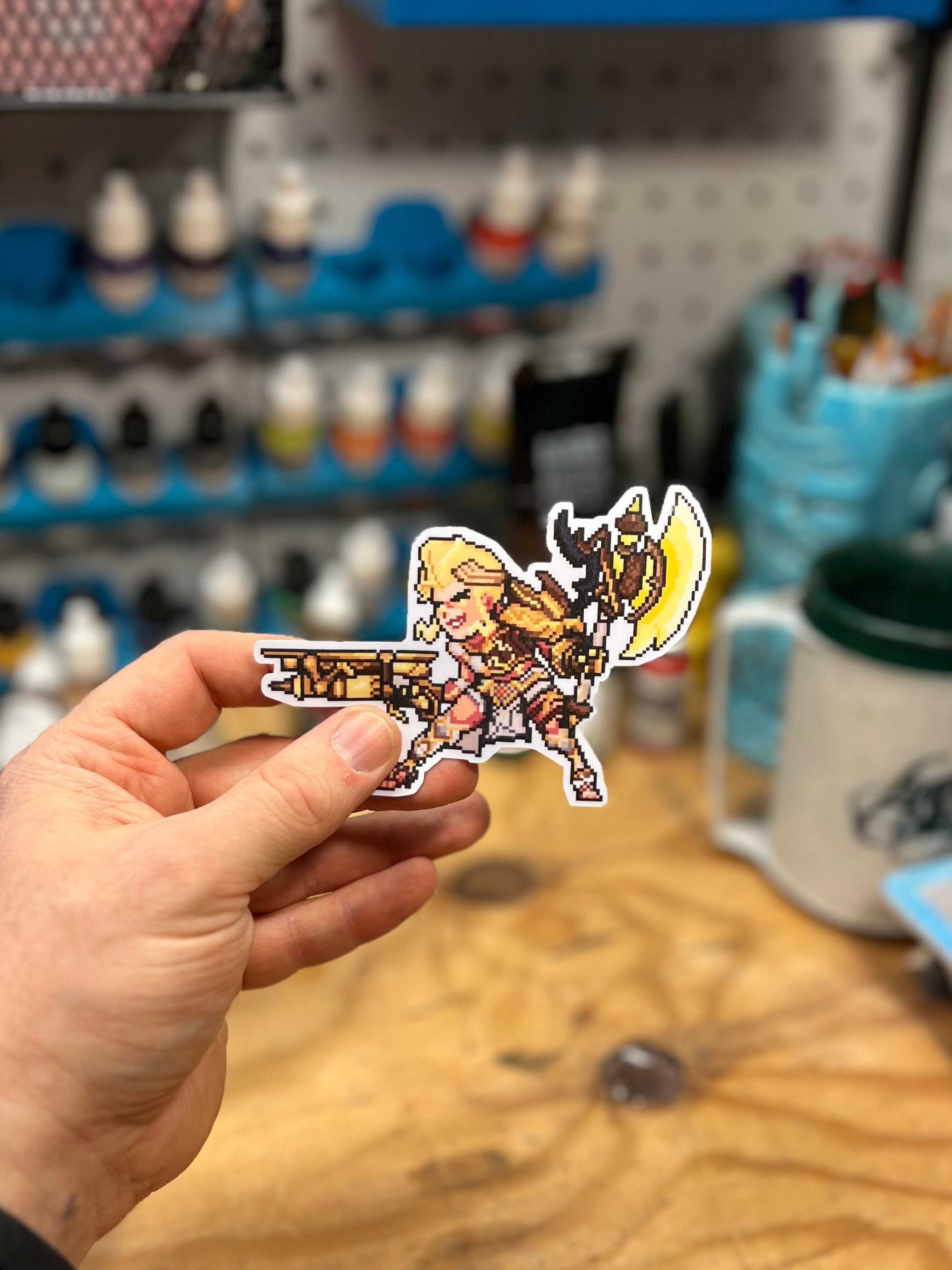 Zeus Junker Queen Pixel Spray Vinyl Sticker Overwatch 2, Decal