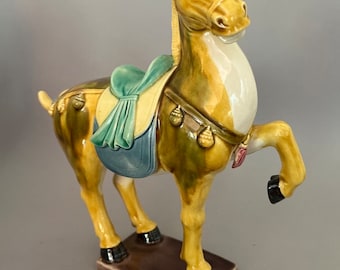 Vintage - Ceramic Glazed Horse Figurine - 8.5" Tall, no cracks/chips