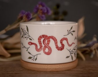 Floral Snake Ceramic Succulent Planter: Gothic Witchy Decor