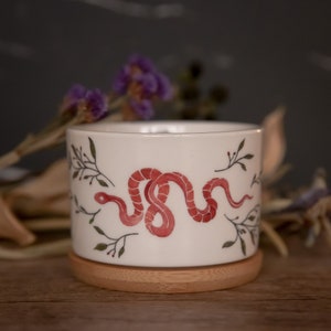 Floral Snake Ceramic Succulent Planter: Gothic Witchy Decor