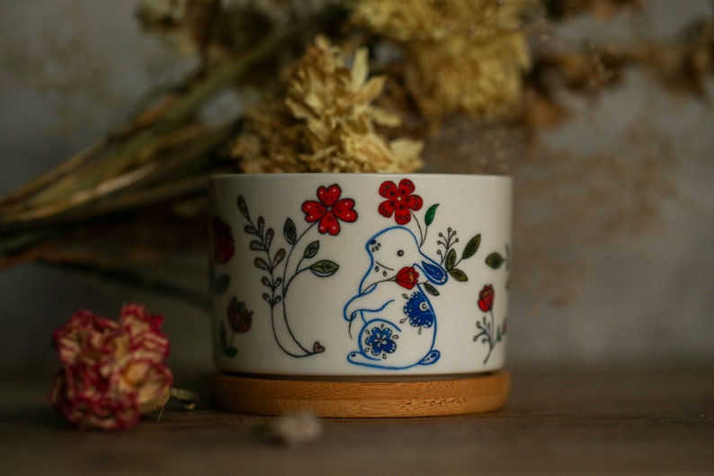 Year of The Rabbit Ceramic Succulent Planter, Succulent Gift, Cactus Planter, Housewarming Gift, Home Décor, Birthday Gift, Holiday Gift image 3