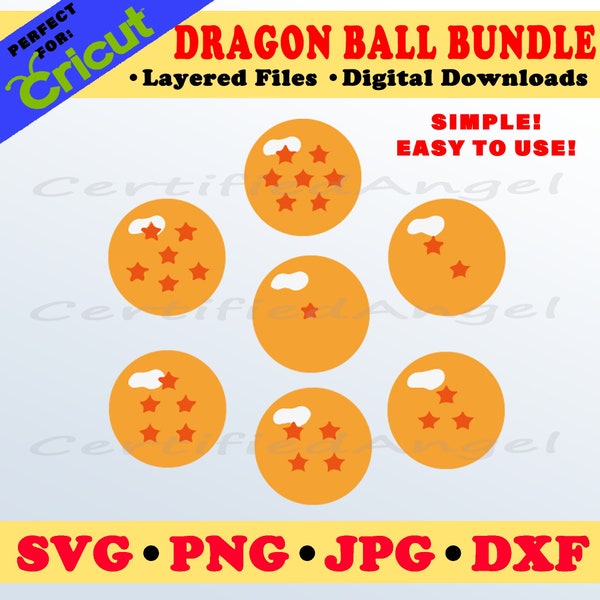 Anime Manga Svg | Clipart Dragon Ball Z | Boules de dragon SVG | Image clipart PNG SVG| Anniversaire animé | Fichiers superposés Cricut | Vecteur japonais d'anime