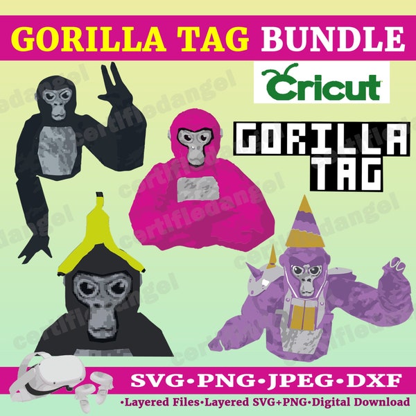 Gorilla Tag Character Cricut Bundle | Gorilla Tag Vector Art SVG Layered Files | Eps Silhouette Files Cut Files For Cricut| Gorilla VR SVG