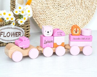 Personalized Train-Toy Train With Name-Baptism Boy Gift-1st Birthday Boy Gift-Naming Ceremony Train Set Toys