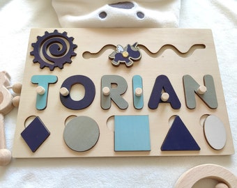 Personalized Wooden Name Puzzle 1st Baby Girl Boy Gift Birthday Toy for Toddler Kids, Wooden Toys