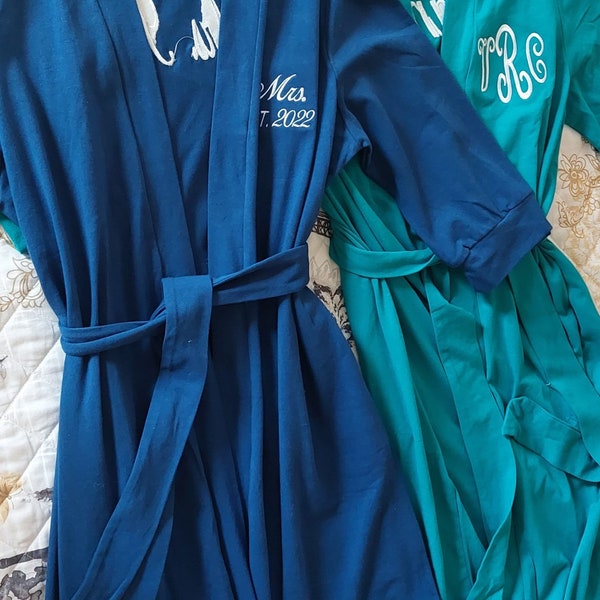 Embroidered Cotton Robe for Bridesmaids