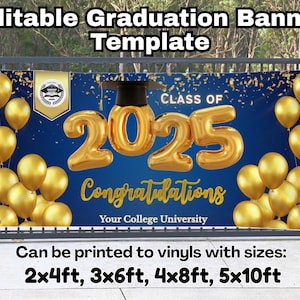 Editable Graduation Banner Template For Vinyl Printing, Celebration Banner, School Graduate Tarpaulin Backdrop, Printable, Class of 2025