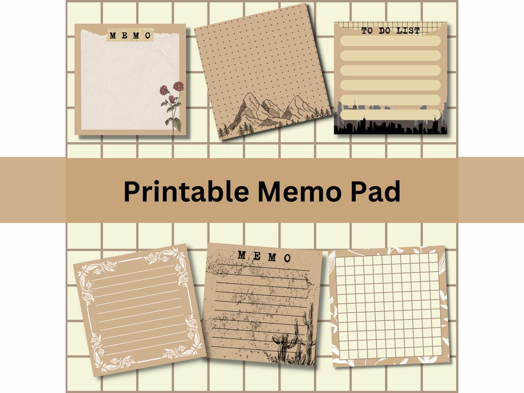 Kraft Memo Pad, Printable Notepad, Cute Memo Pad Template, Kawaii ...