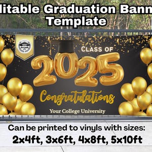 Editable Graduation Banner Template For Vinyl Printing, Celebration Banner, School Graduate Tarpaulin Backdrop, Printable, Class of 2025