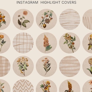 botanical highlights. aesthetic instagram highlight. earth tone highlight. boho highlight. vintage highlight cover. 20 ig story cover