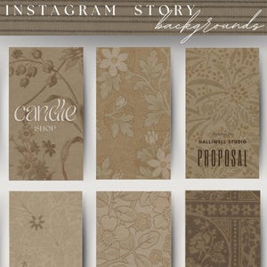 May include: A set of 10 digital Instagram story backgrounds featuring a vintage floral pattern in shades of brown. The backgrounds are perfect for adding a touch of elegance to your social media posts.