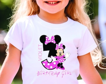 Custom Minnie Birthday Girl Shirt, 3rd Birthday Shirt, Disney Birthday Party, Disneyland Birthday Trip, Birthday Shirt, Disney Birthday Tee