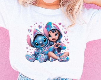 Camiseta de Lilo y Stitch de Disney, camiseta de Stitch de Disneyland, Stitch de Disneyworld, amigos de Stitch, ángel de Stitch, camisetas de Lilo y Stitch, para niños pequeños y jóvenes.